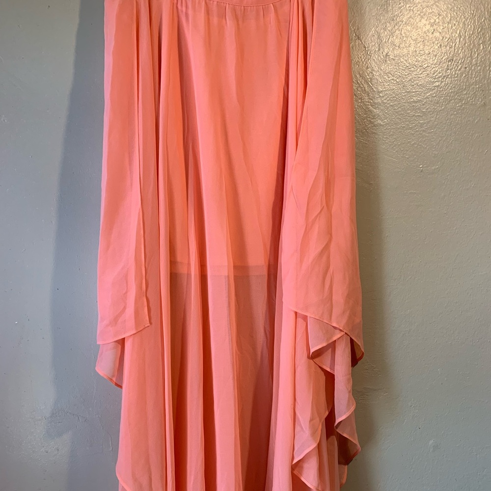 Forever 21 Skirt Coral Size Size Medium Maxi Sheer with Slipt Sides like new - Picture 1 of 11